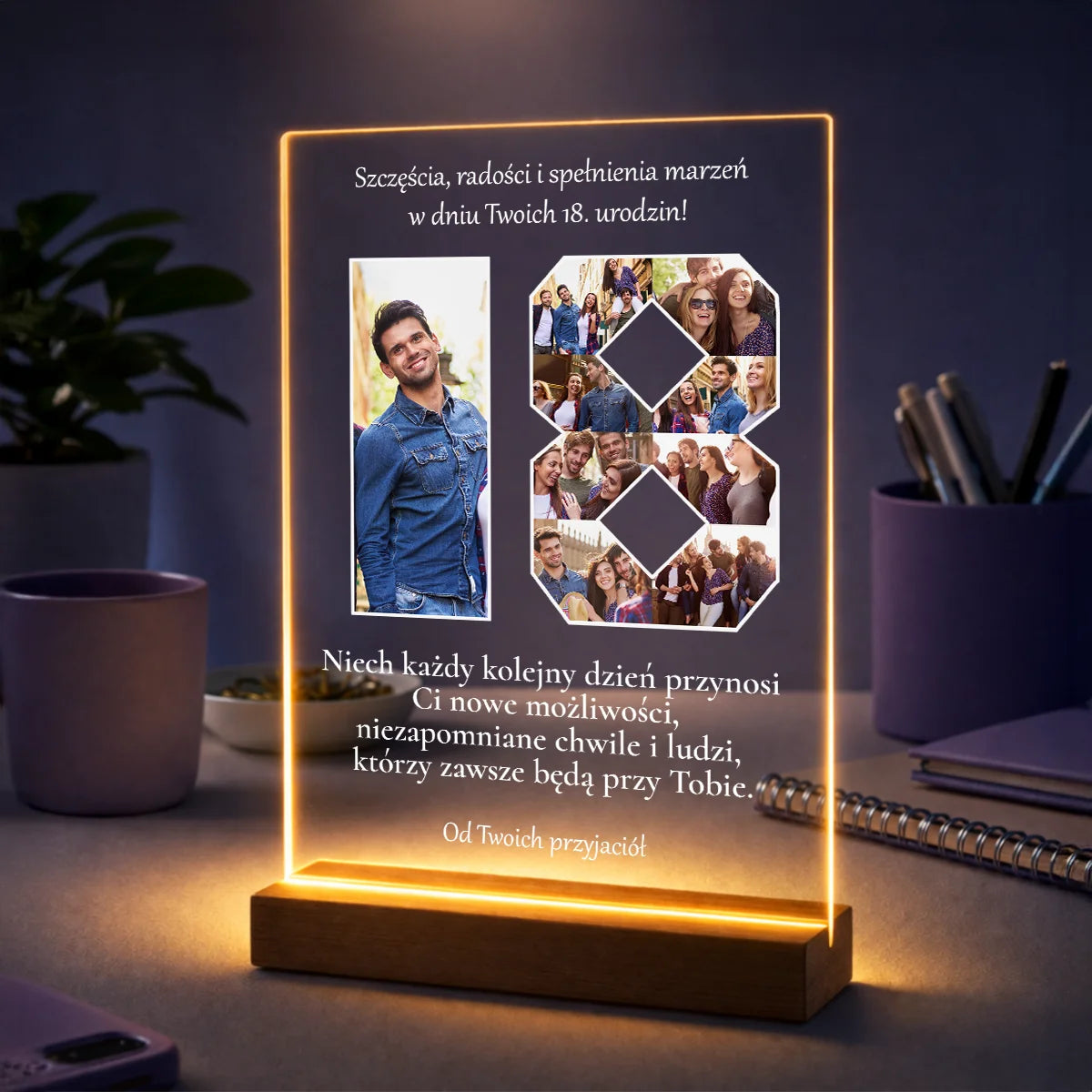Prezent dla przyjaciela na 18 urodziny – kolaż ze zdjęć na szkle Od Przyjaciół