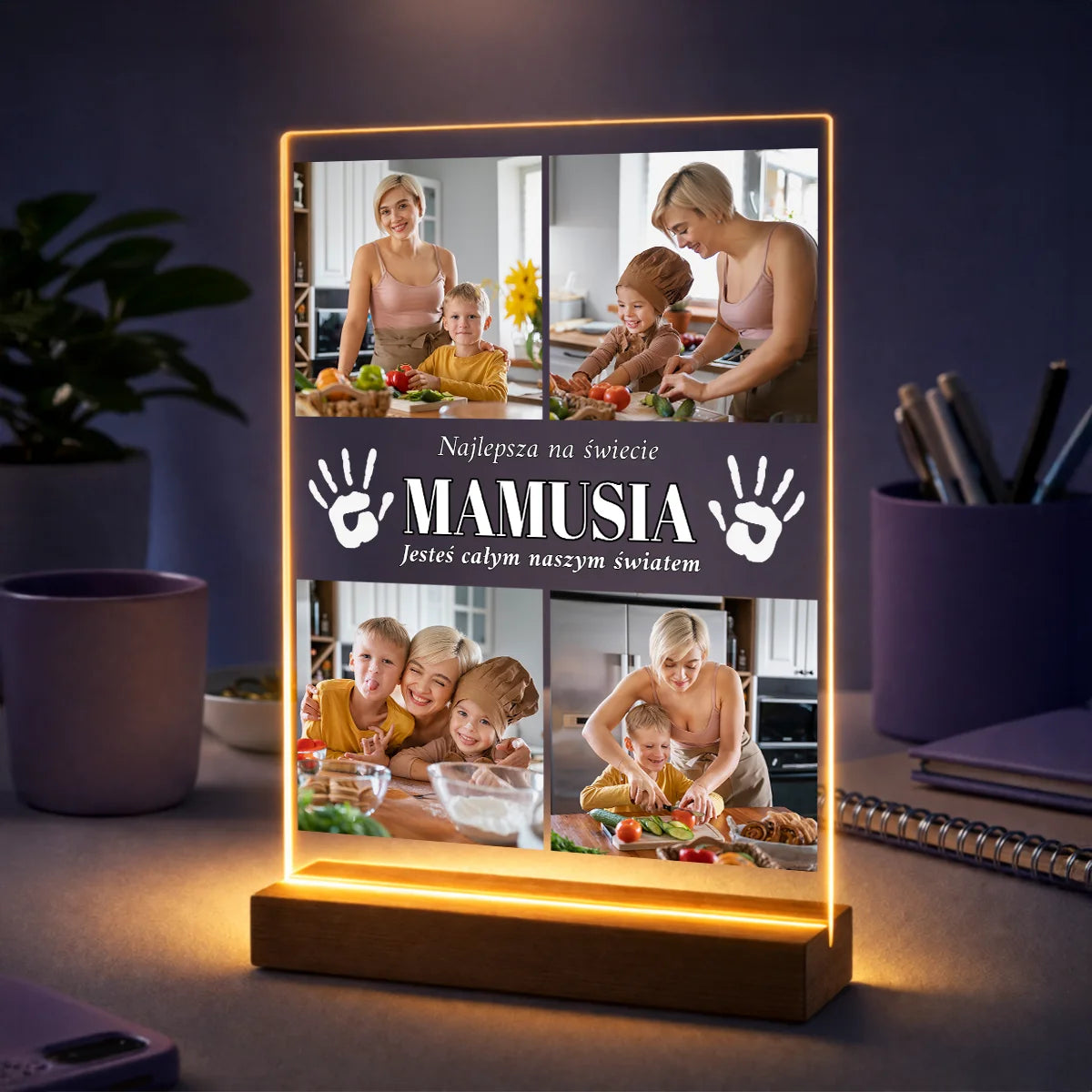 Pomysł na pezent dla mamy na Dzień Matki – kolaż zdjęć personalizowany na szkle