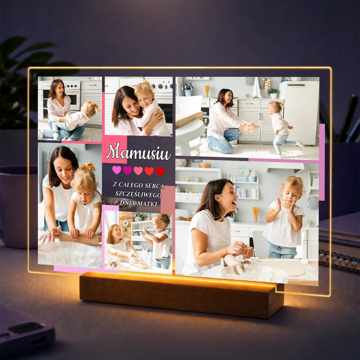 Pomysł na prezent dla mamy na Dzień Mamy - kolaż 6 zdjęć na szkle galeria najpiękniejszych chwil