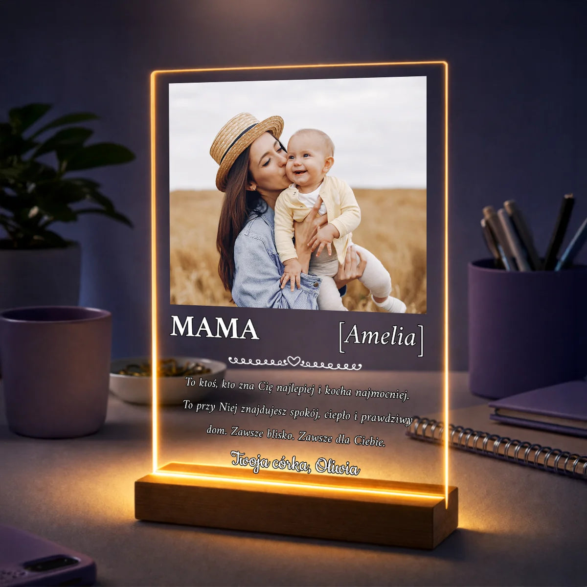 Oryginalny prezent dla mamy na Dzień Matki – zdjęcie na szkle akrylowym Serce Mamy