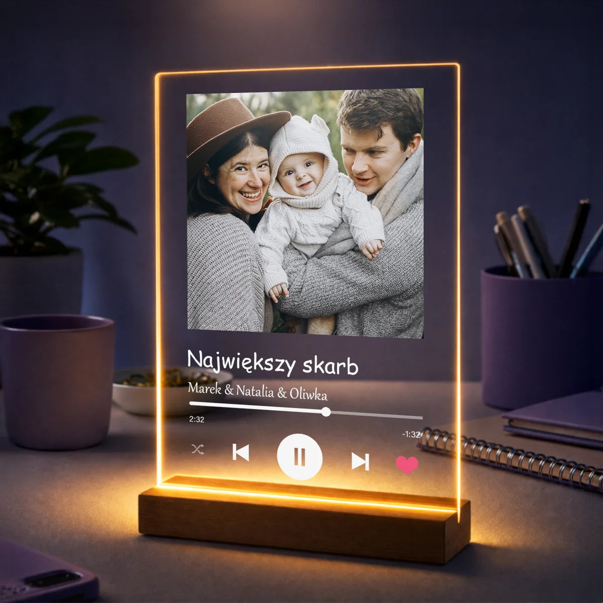 Pomysł na prezent dla rodziców na święta – zdjęcie na szkle + imiona Rodzinne Wspomnienia