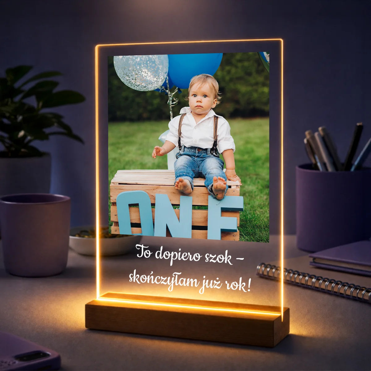 Prezent dla dziecka na roczek – druk ze zdjęcia na szkle Pierwszy Roczek