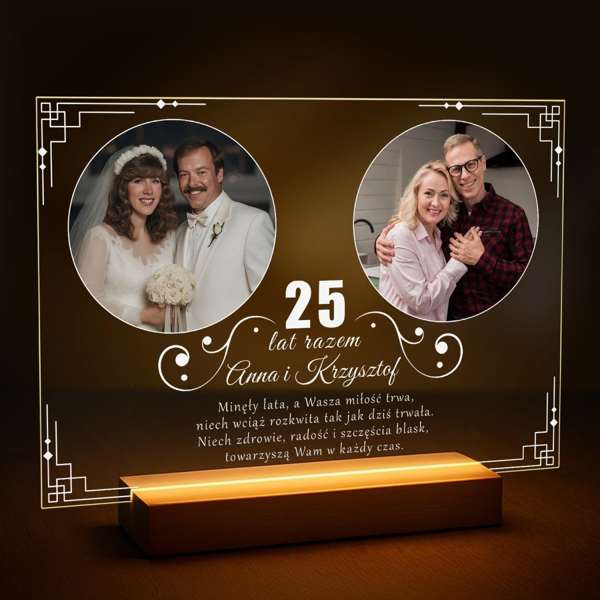 Image of 25 lat razem zdjęcia + tekst - druk na szkle z Twojego zdjęcia - Wymaluj Prezent