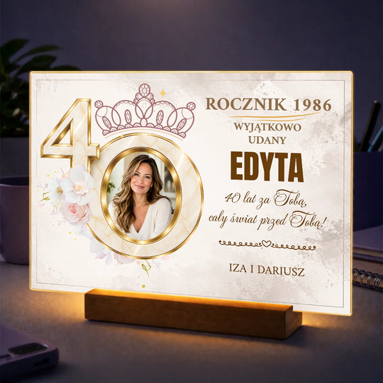 Oryginalny prezent dla niej na 40 urodziny – zdjęcie na szkle Rocznik wyjątkowo udany