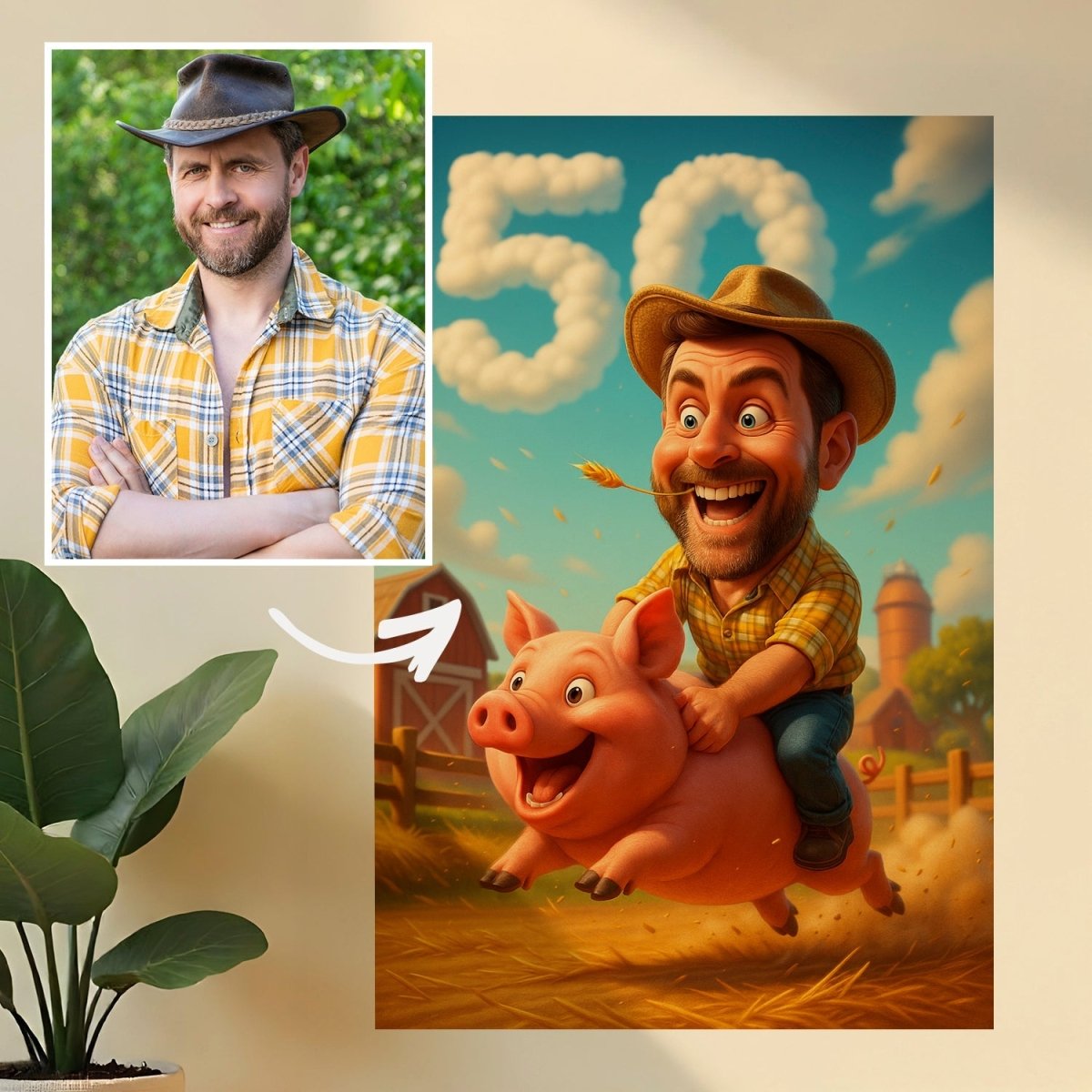 Image of 50 urodziny farmera - obraz na płótnie z Twojego zdjęcia - Wymaluj Prezent