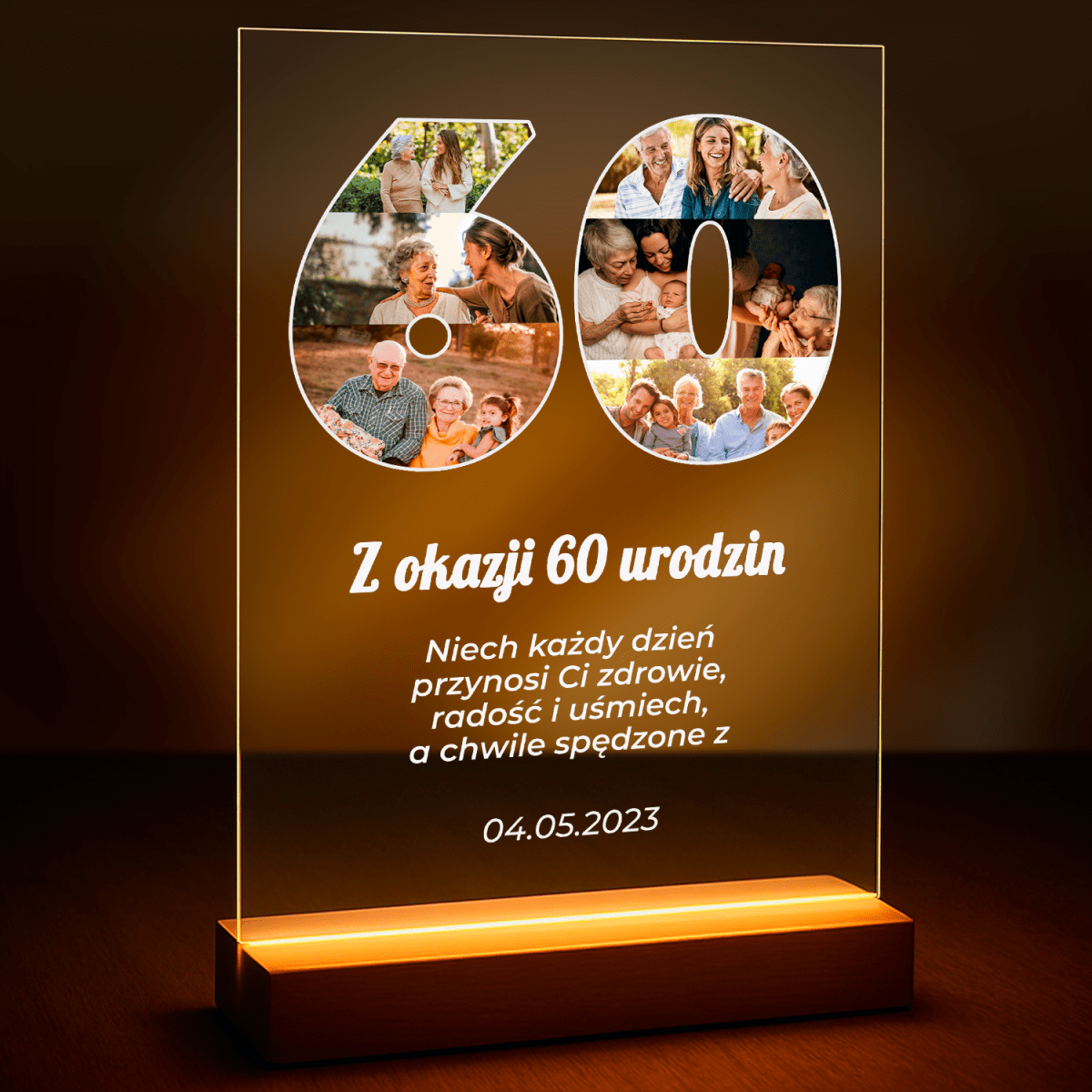 60 urodziny - druk na szkle z Twojego zdjęcia - Wymaluj Prezent