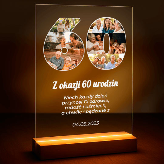 60 urodziny - druk na szkle z Twojego zdjęcia