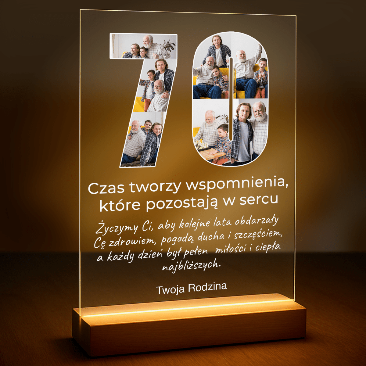 Image of 70 urodziny - druk na szkle z Twojego zdjęcia - Wymaluj Prezent