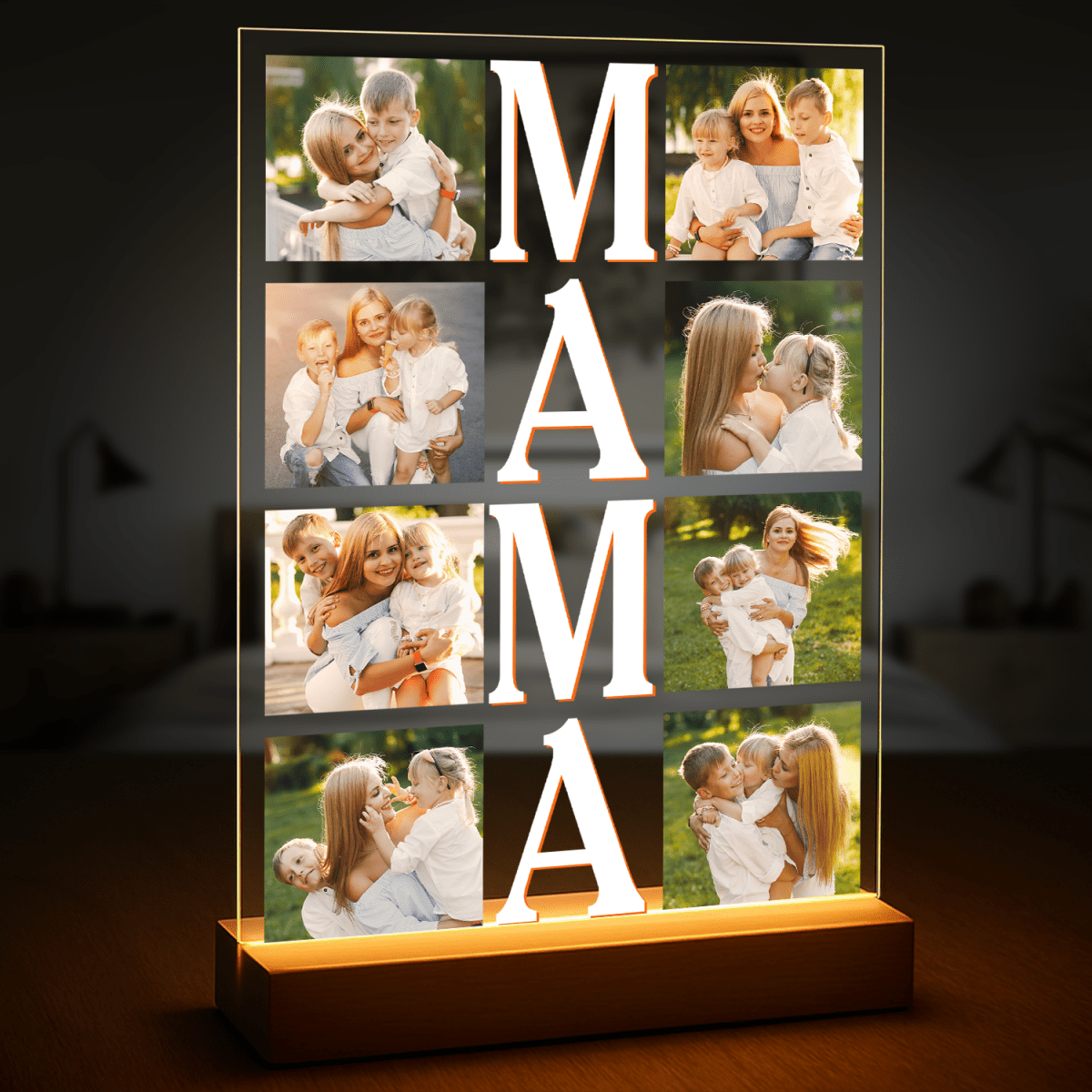 Image of 8 zdjęć z mamą + napis - druk na szkle, kolaż z Twoich zdjęć - Wymaluj Prezent