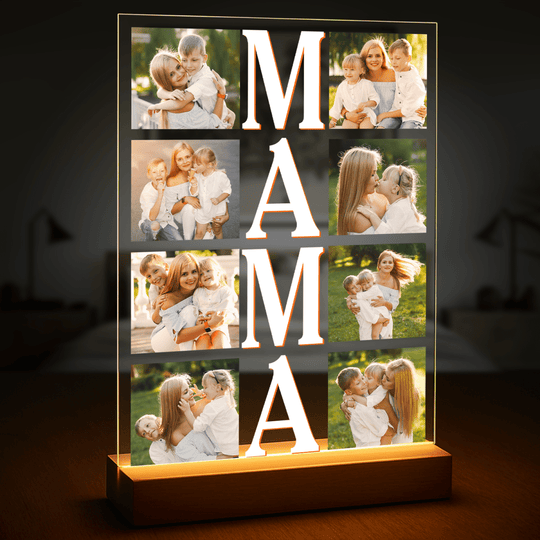 8 zdjęć z mamą + napis - druk na szkle, kolaż z Twoich zdjęć