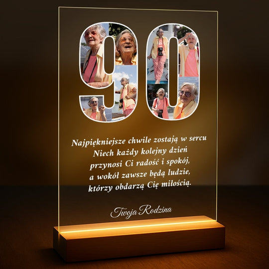 90. urodziny - druk na szkle z Twojego zdjęcia
