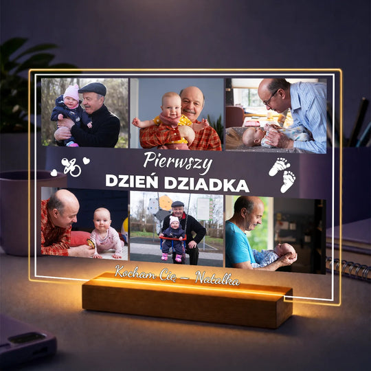 Wzruszający prezent dla dziadka na Dzień Dziadka – kolaż zdjęć na szkle Pierwszy Dzień Dziadka