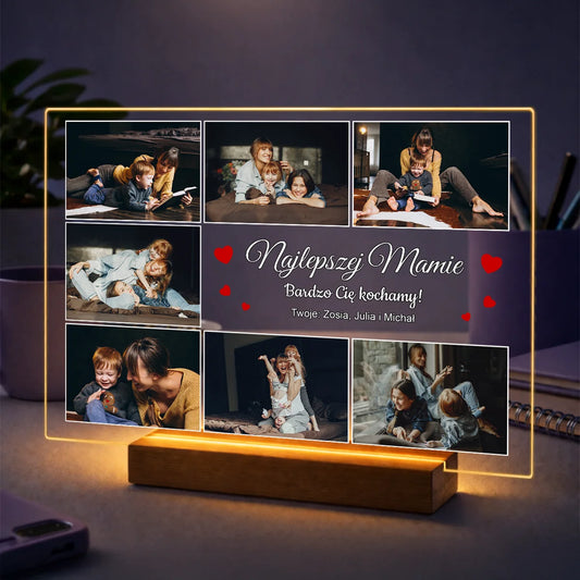 Prezent dla mamy na Dzień Matki – personalizowany kolaż z 7 zdjęć na szkle