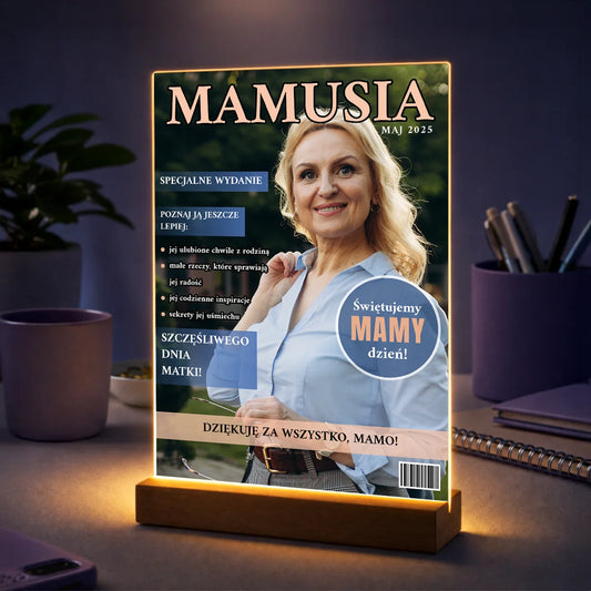 Prezent dla mamy na Dzień Matki – zdjęcie na szkle w stylu magazynu