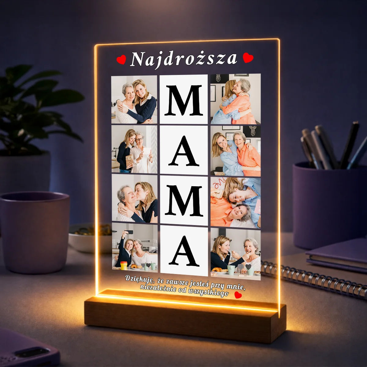 Oryginalny prezent dla mamy na Dzień Matki – kolaż 8 zdjęć na szkle