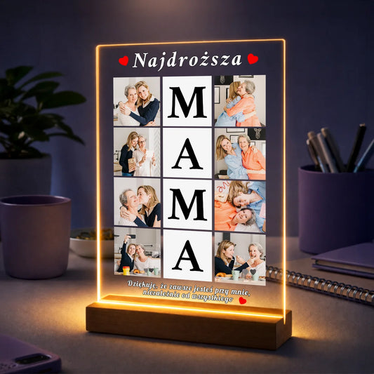 Oryginalny prezent dla mamy na Dzień Matki – kolaż 8 zdjęć na szkle