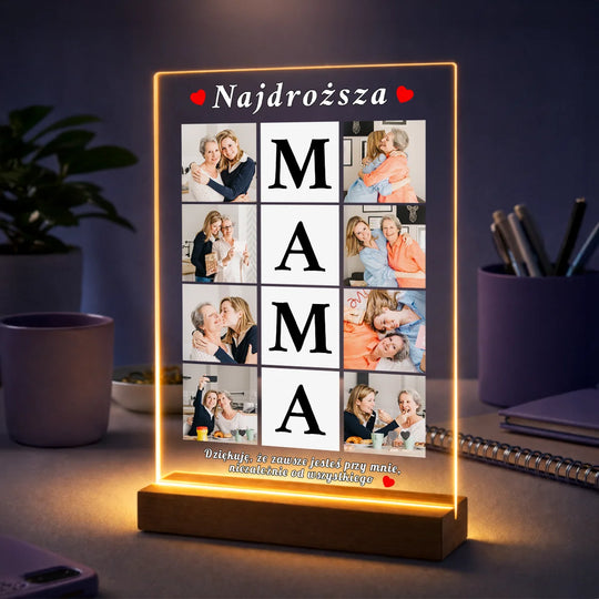 Oryginalny prezent dla mamy na Dzień Matki – kolaż 8 zdjęć na szkle
