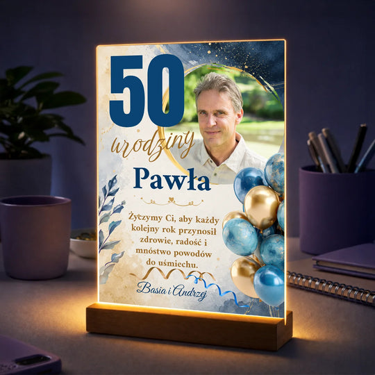 Prezent na 50 urodziny dla niego – zdjęcie na szkle Na jego 50.