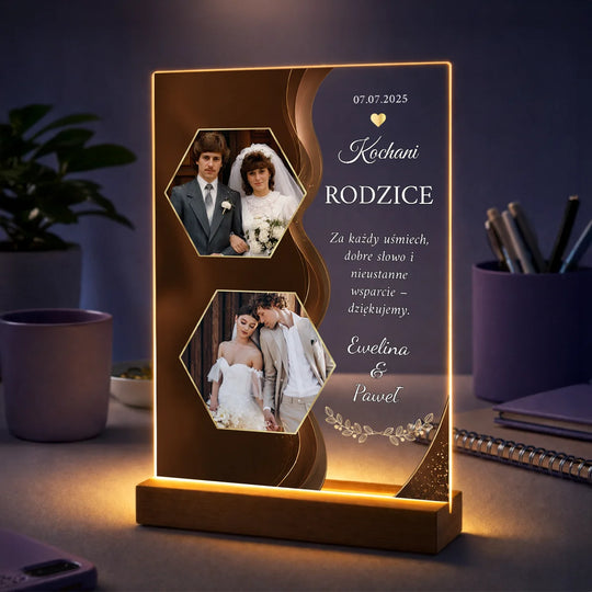 Wyjątkowy prezent dla rodziców na ślub – kolaż zdjęć na szkle Dziękujemy za każdy uśmiech
