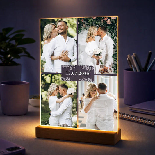 Personalizowany prezent dla pary na rocznicę – kolaż zdjęć na szkle akrylowym z datą