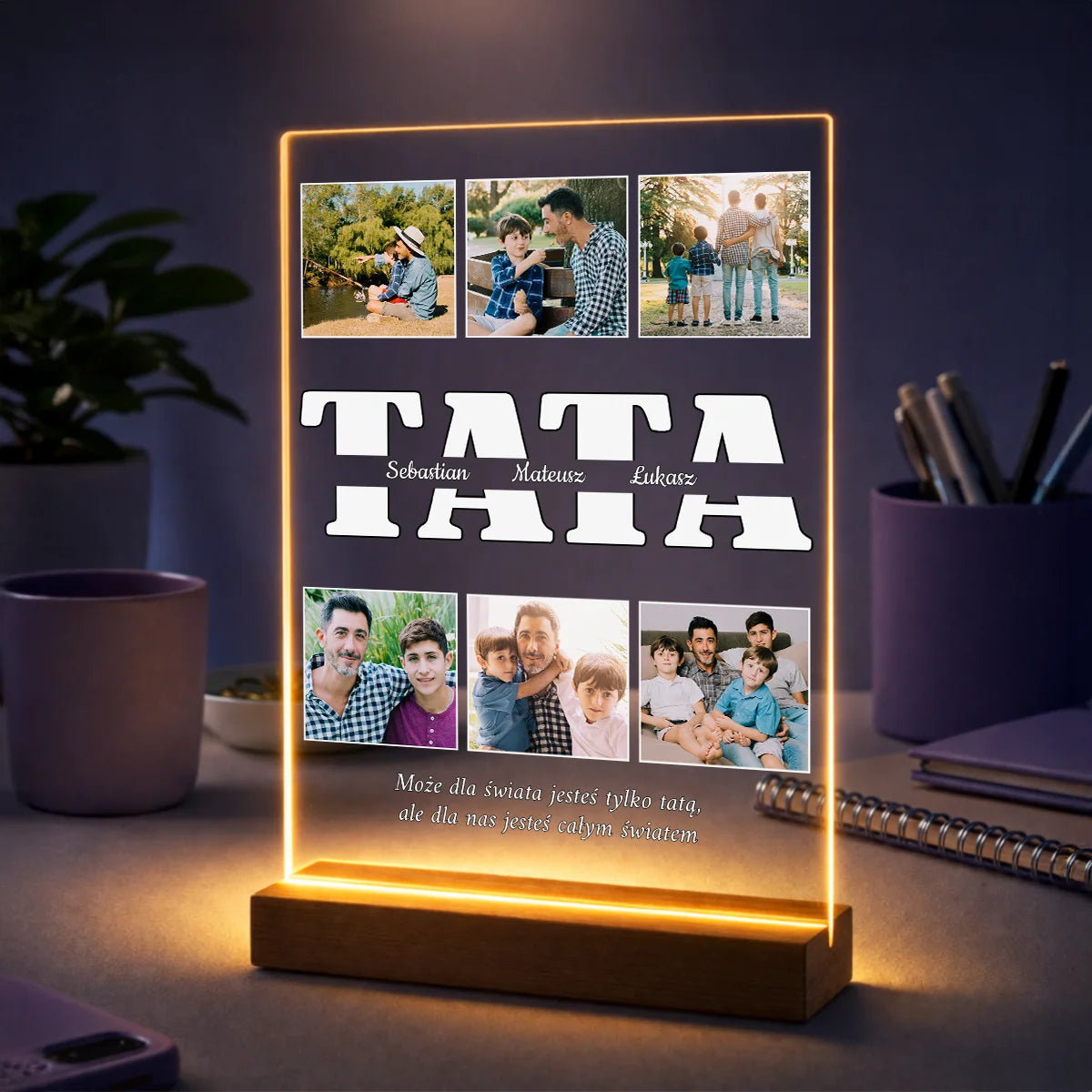 Prezent dla taty na Dzień Ojca – kolaż 6 zdjęć na szkle + Twój tekst