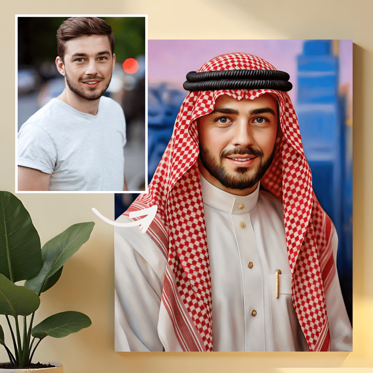 Arabski szejk - obraz na płótnie z Twojego zdjęcia - Wymaluj Prezent