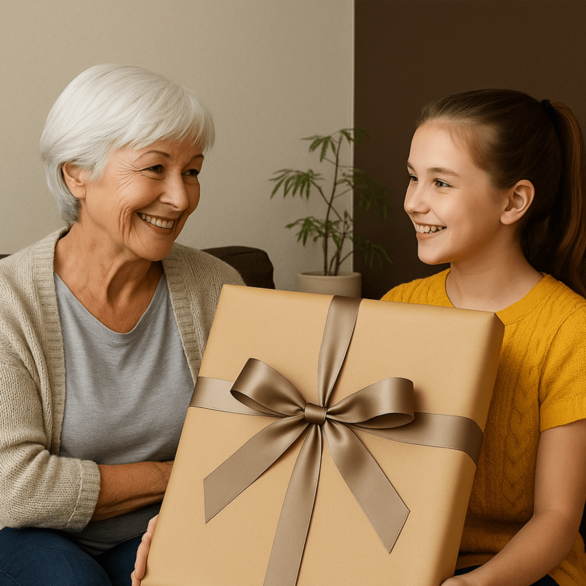 Image of Babcia na tle słoneczników - obraz na płótnie z Twojego zdjęcia - Wymaluj Prezent