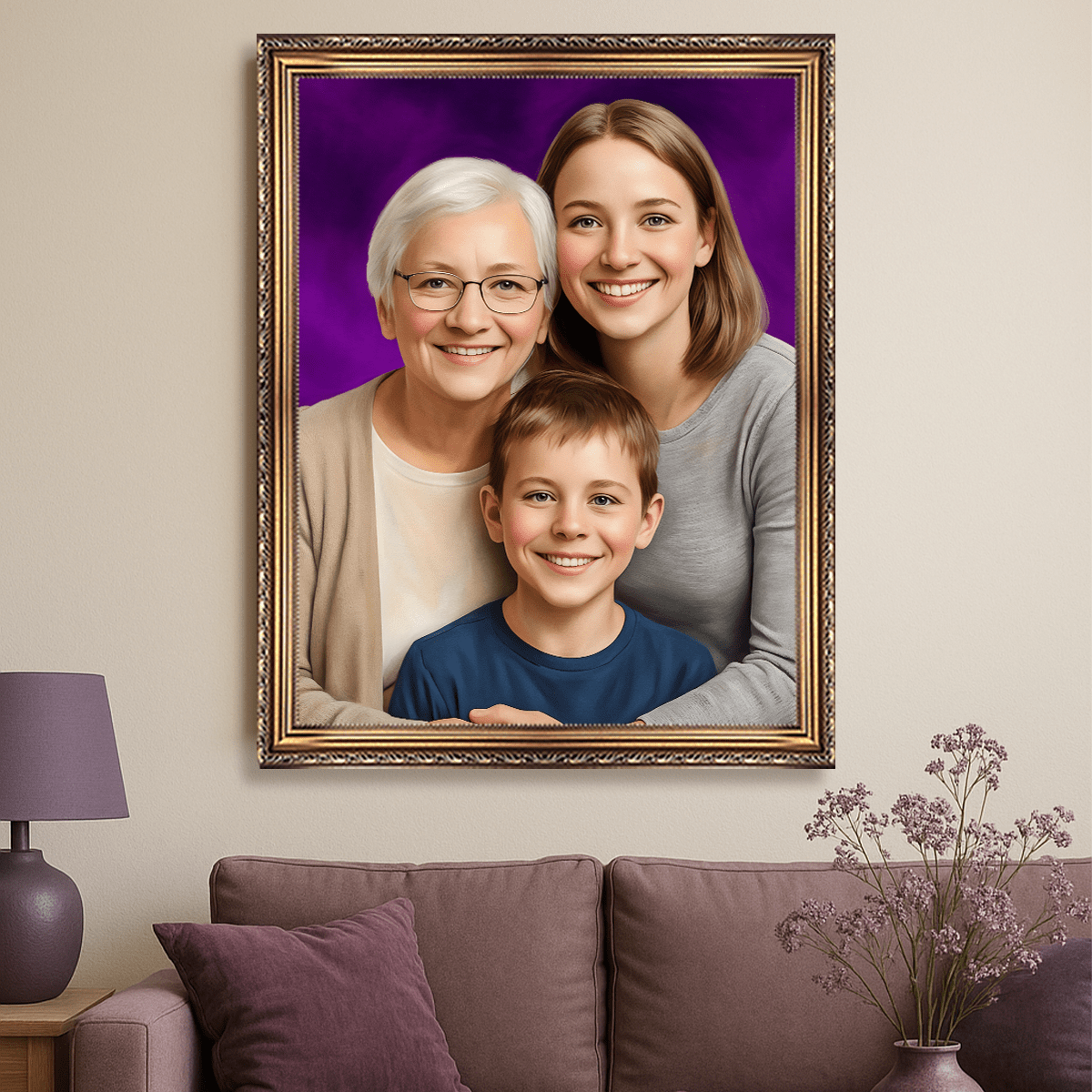 Image of Babcia z córką i wnukiem - obraz na płótnie z Twojego zdjęcia - Wymaluj Prezent