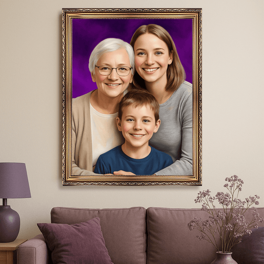 Babcia z córką i wnukiem - obraz na płótnie z Twojego zdjęcia