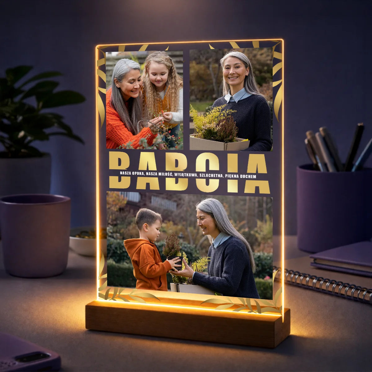 Oryginalny prezent dla babci na Dzień Babci – kolaż z 3 zdjęć na szkle + Twój tekst