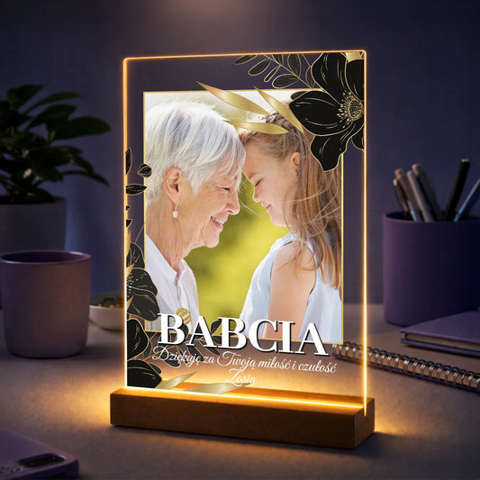 Prezent dla babci na urodziny – zdjęcie na szkle z podziękowaniami od wnuczki