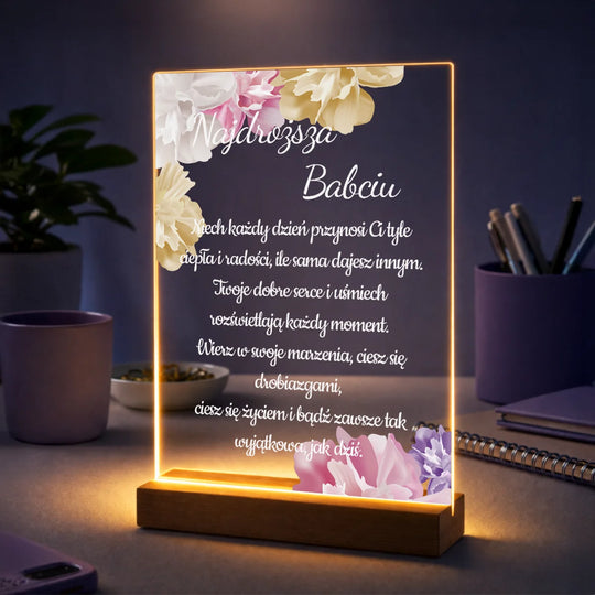 Oryginalny prezent dla babci na urodziny – personalizowany druk na szkle Najdroższa Babcia