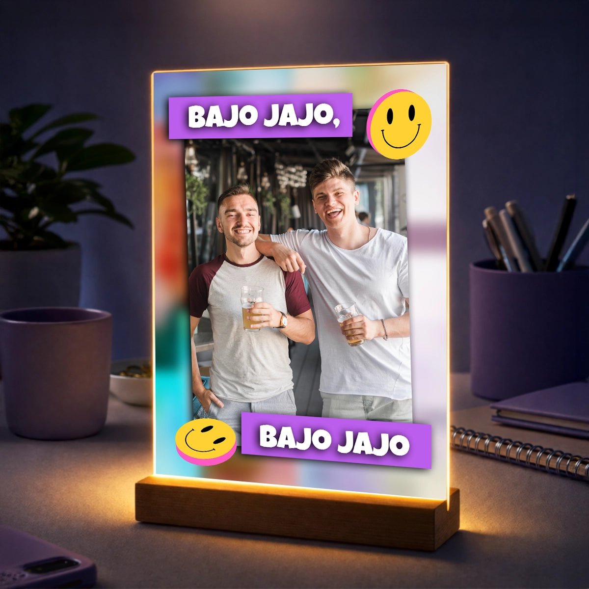 Śmieszny prezent dla niego na urodziny – zdjęcie na szkle na szkle w stylu mema