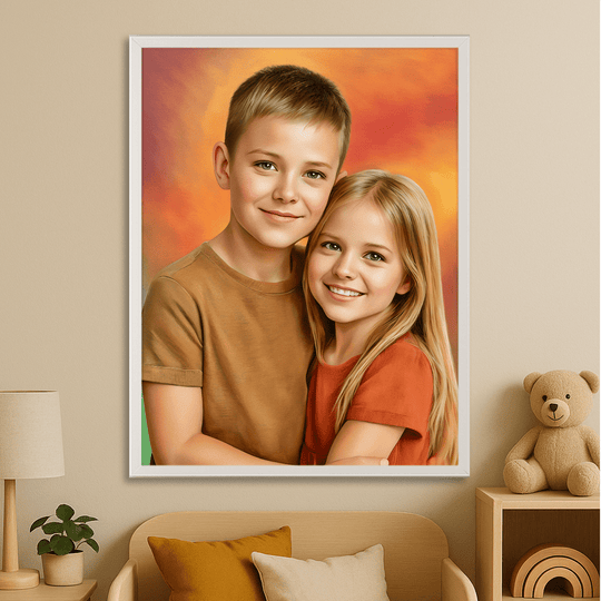Brat i siostra - obraz na płótnie z Twojego zdjęcia