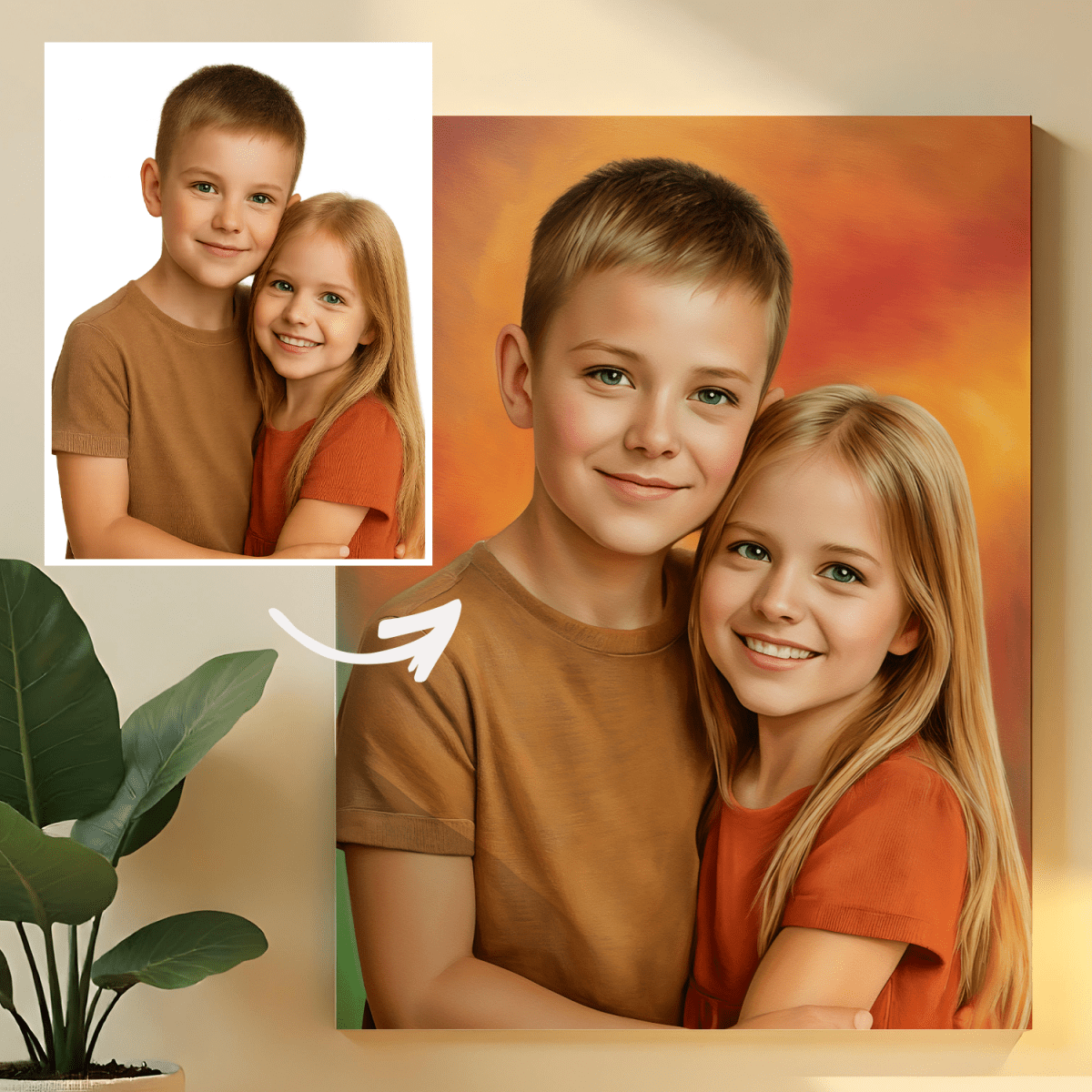 Image of Brat i siostra - obraz na płótnie z Twojego zdjęcia - Wymaluj Prezent