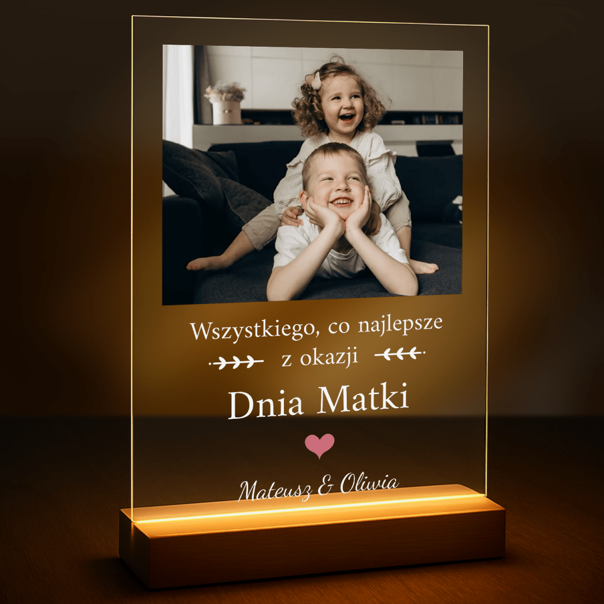 Ciepłe życzenia na Dzień Mamy - druk na szkle z Twojego zdjęcia - Wymaluj Prezent
