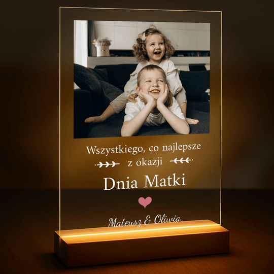 Ciepłe życzenia na Dzień Mamy - druk na szkle z Twojego zdjęcia