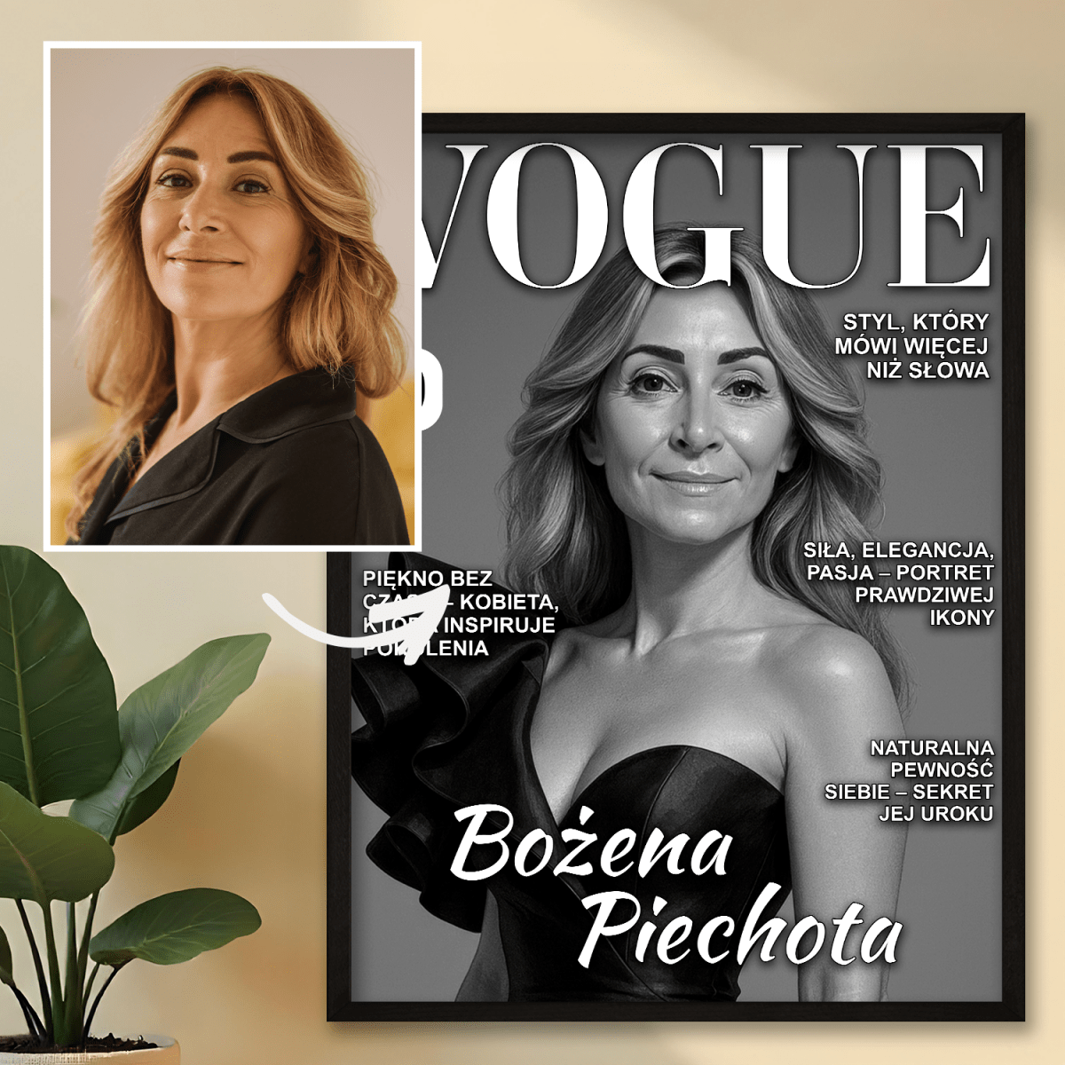 Image of Czarno - biała okładka Vogue - plakat z Twojego zdjęcia - Wymaluj Prezent