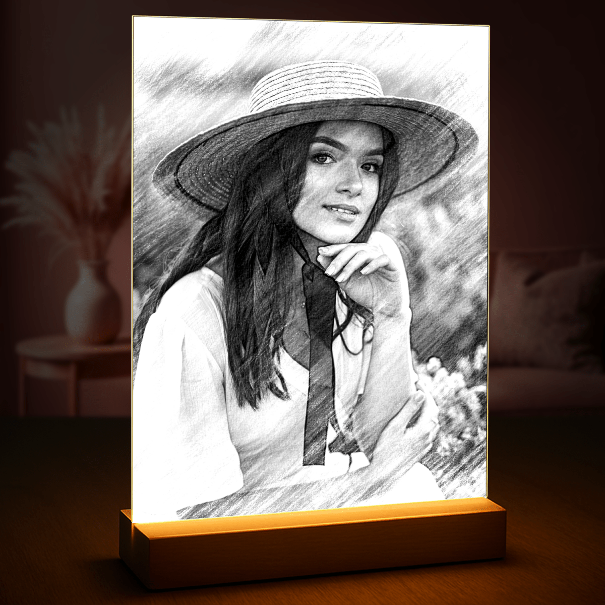 Image of Czarno - biały portret kobiety - druk na szkle, portret z Twojego zdjęcia - Wymaluj Prezent