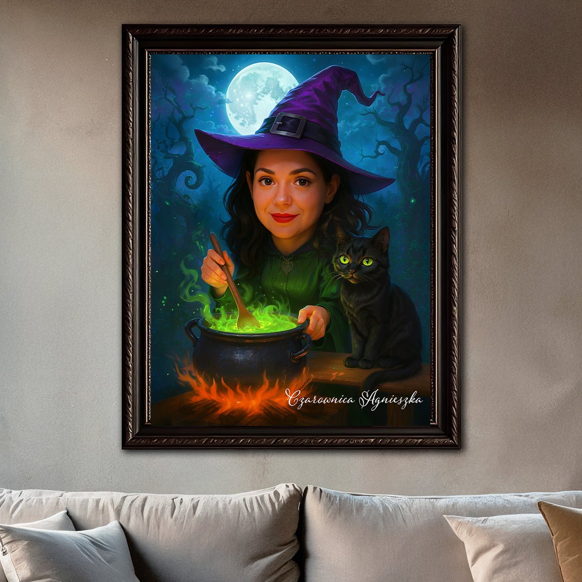 Czarownica + imię - obraz na płótnie z Twojego zdjęcia - Wymaluj Prezent