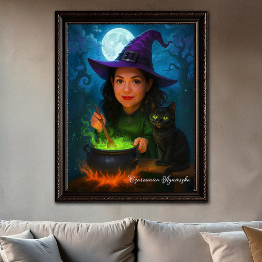 Czarownica + imię - obraz na płótnie z Twojego zdjęcia