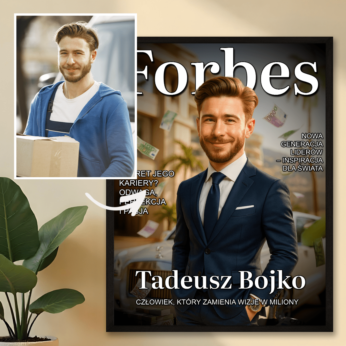 Człowiek sukcesu - plakat z Twojego zdjęcia - Wymaluj Prezent