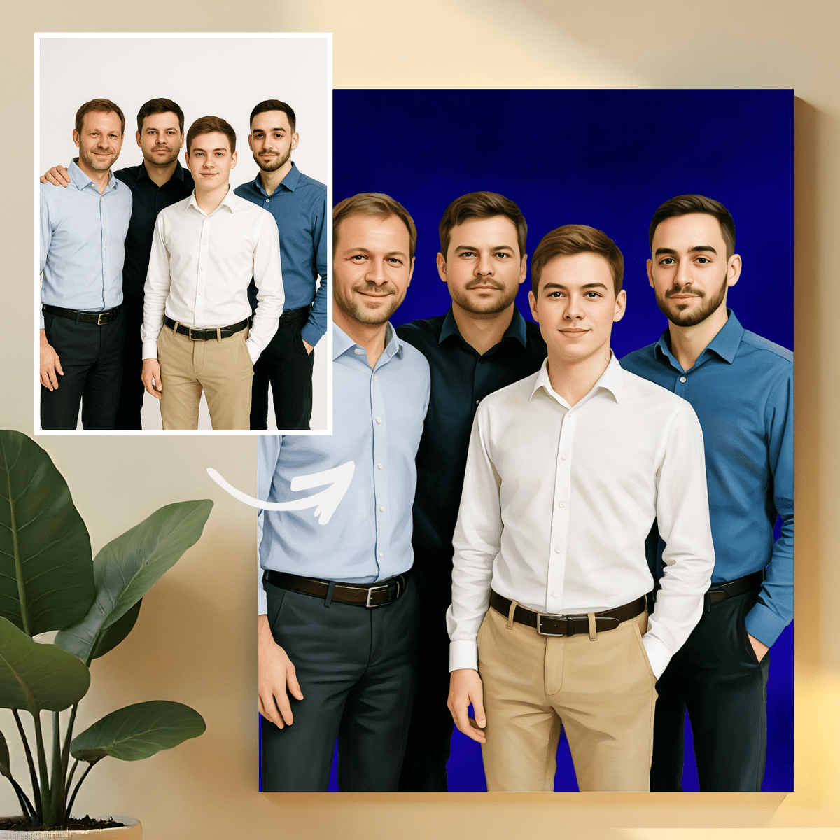 Image of Czterech przyjaciół - obraz na płótnie z Twojego zdjęcia - Wymaluj Prezent