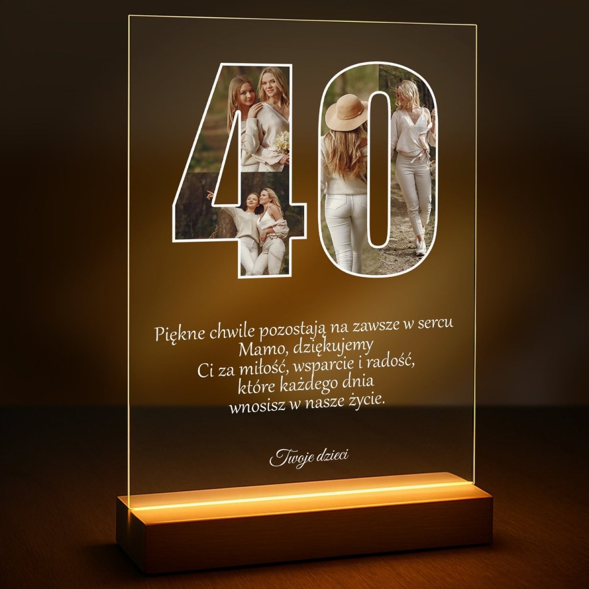 Image of Dla mamy na 40. - druk na szkle z Twojego zdjęcia - Wymaluj Prezent