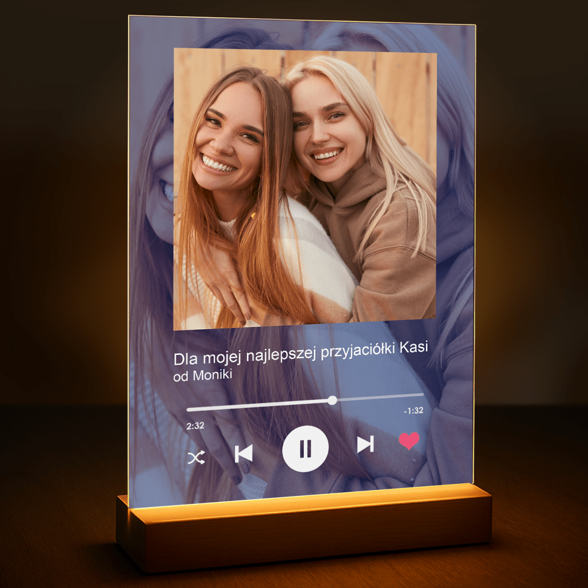 Image of Dla najlepszej przyjaciółki - druk na szkle z Twojego zdjęcia - Wymaluj Prezent