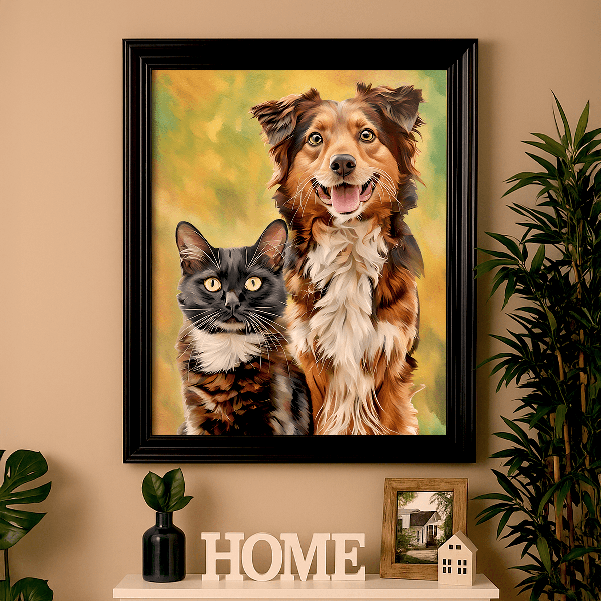 Duet futrzastych przyjaciół - obraz na płótnie z Twojego zdjęcia - Wymaluj Prezent