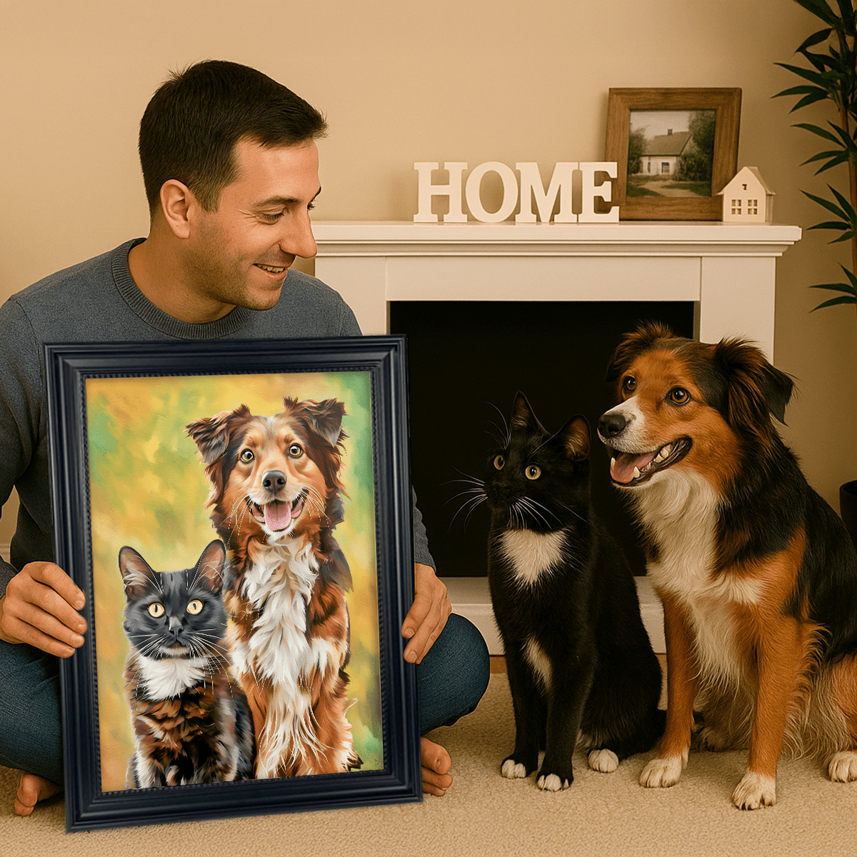 Duet futrzastych przyjaciół - obraz na płótnie z Twojego zdjęcia - Wymaluj Prezent