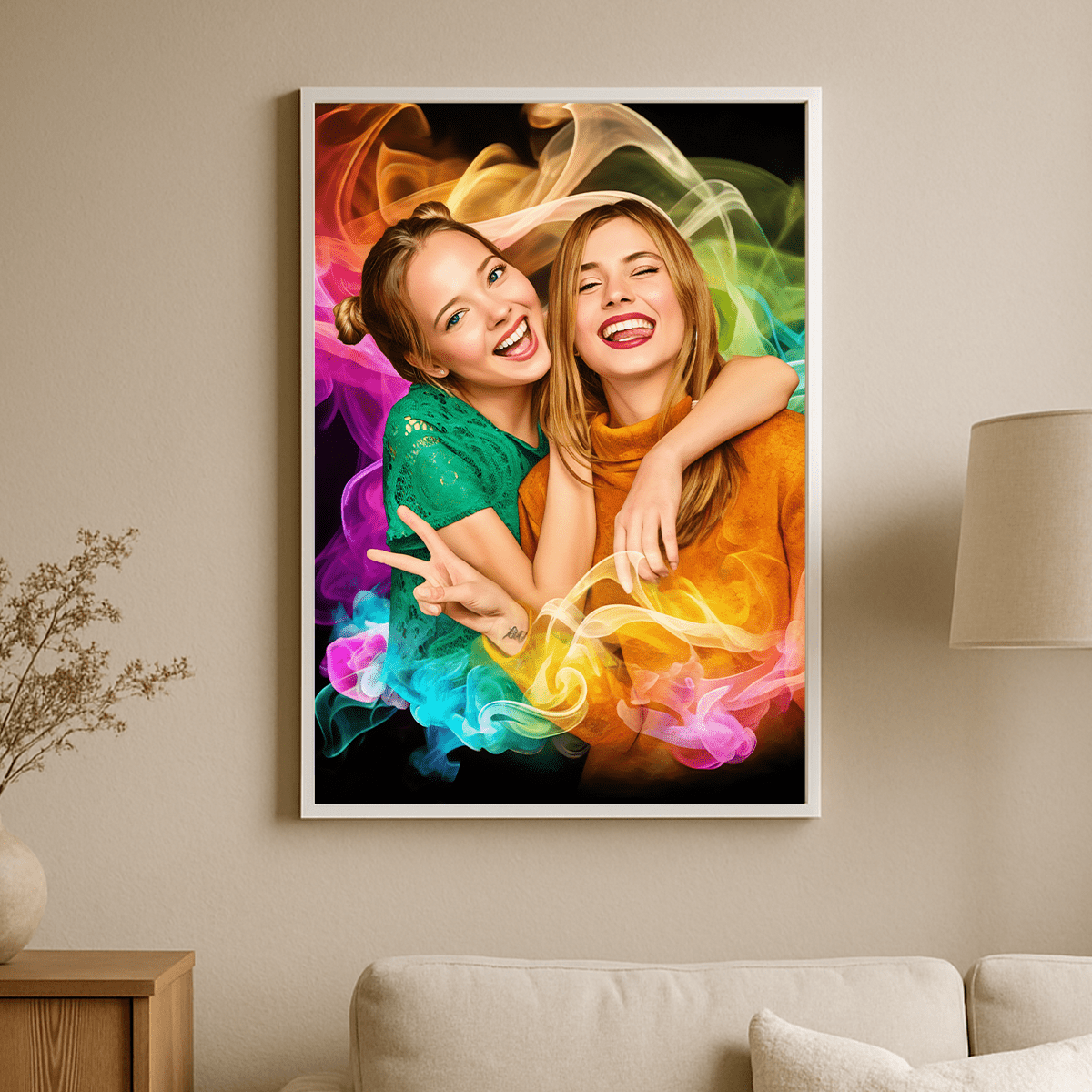 Dwie najlepsze przyjaciółki - obraz na płótnie z Twojego zdjęcia - Wymaluj Prezent