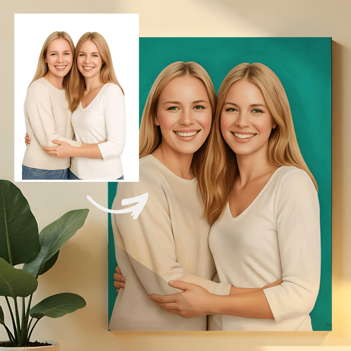 Dwie siostry - obraz na płótnie z Twojego zdjęcia - Wymaluj Prezent