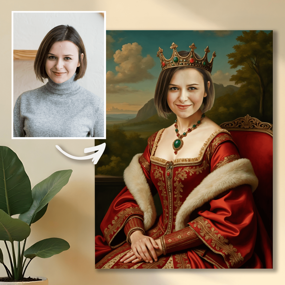 Image of Dworski portret kobiety - obraz na płótnie z Twojego zdjęcia - Wymaluj Prezent